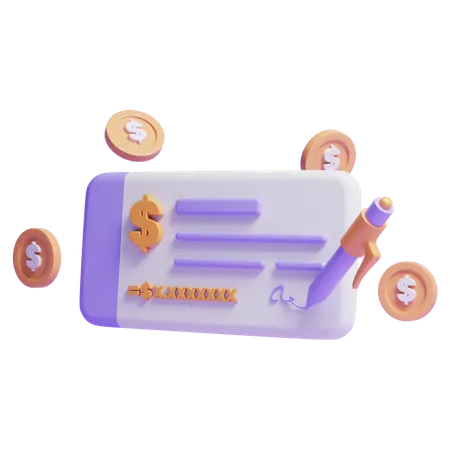 Cheque de pagamento  3D Icon