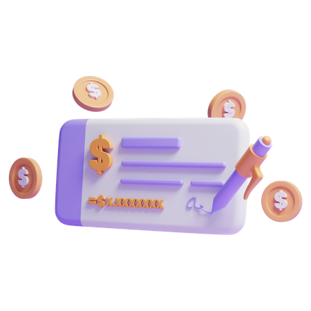 Cheque de pago  3D Icon