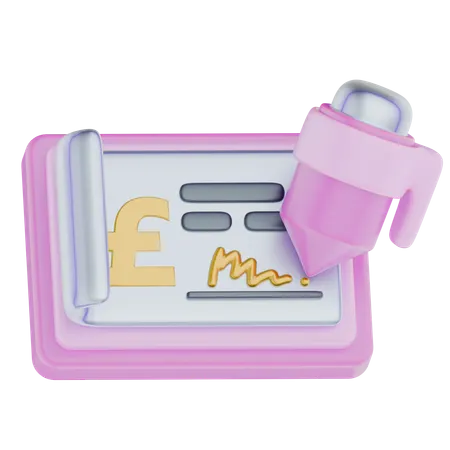 Cheque Payment England  3D Icon