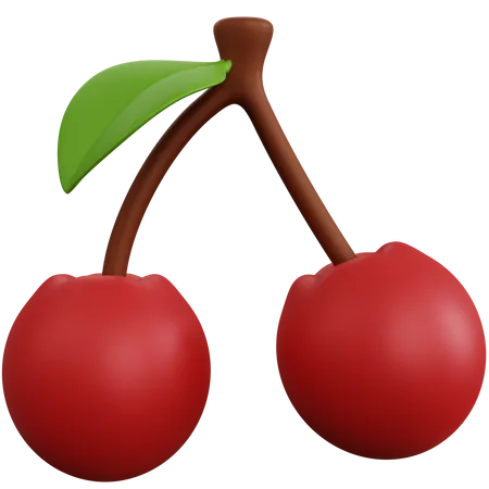 3 D Rendering Fresh Cherries Isolated 3D Icon