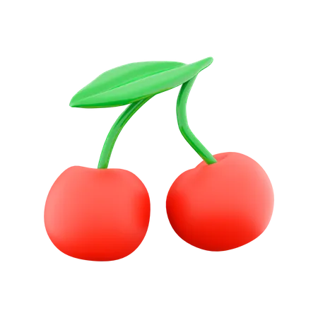 3 D Rendering Sour Cherry Icon 3 D Render Ripe Berry Icon Sour Cherry 3D Icon