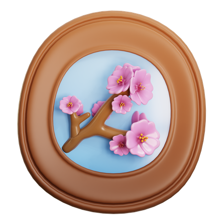 Cherry Blossom Wooden Frame  3D Icon