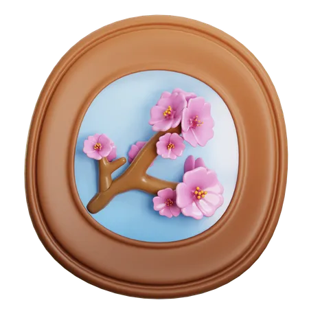 Cherry Blossom Wooden Frame  3D Icon