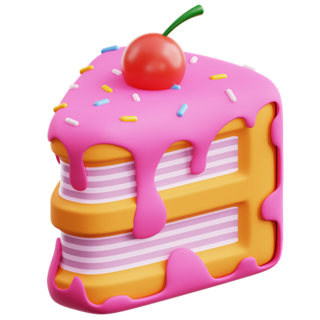 Cherry Cake Slice  3D Icon