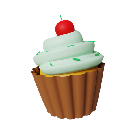 Cherry Cupcake  3D Icon