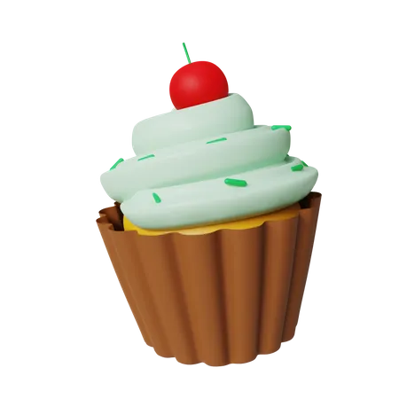 Cherry Cupcake  3D Icon