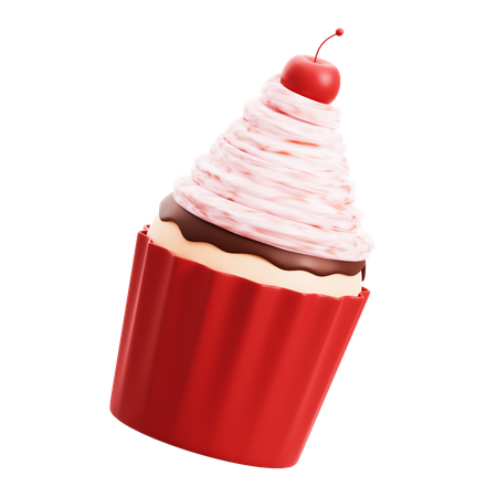 Cherry Cupcake  3D Icon