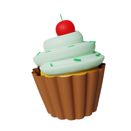Cherry Cupcake 3D Icon