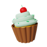 3ds of cherry cupcake