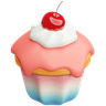 cherry cupcake 3d illustration