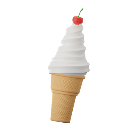 Cherry Ice Cream Cone  3D Icon