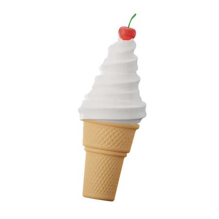 Cherry Ice Cream Cone  3D Icon