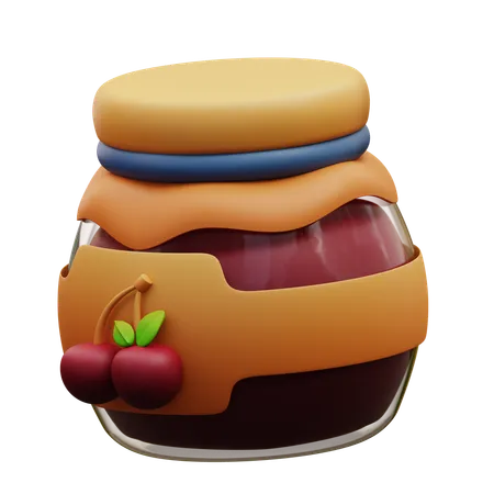3 D Illustration Of Cherry Jam 3D Icon