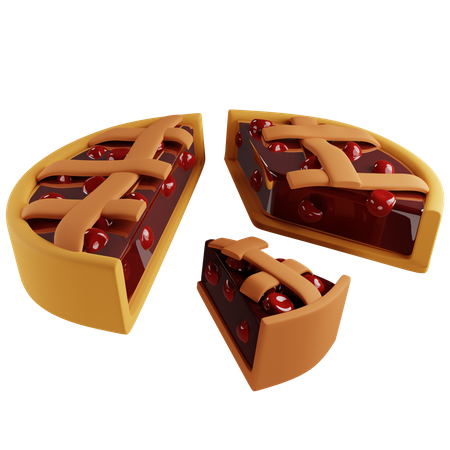 Cherry pie cut into different shar  3D Illustration