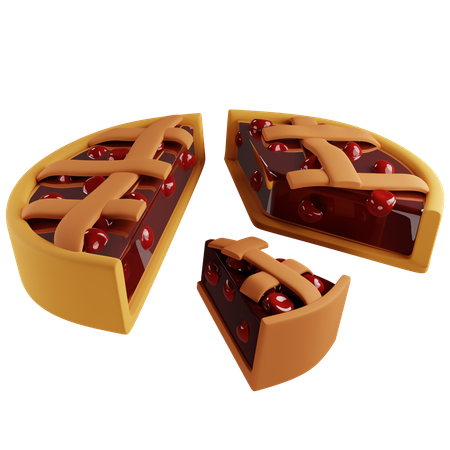 Cherry pie cut into different shar 3D Illustration