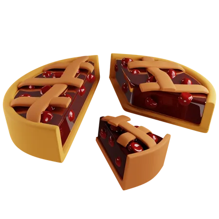 Cherry pie cut into different shar  3D Illustration