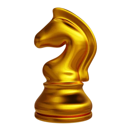 Chess Horse Gold  3D Icon