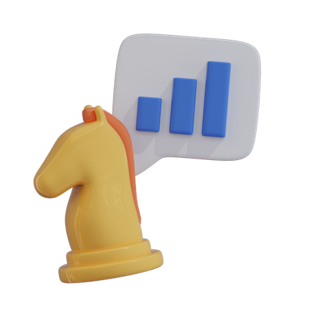 Chess Knight With Graph  3D Icon