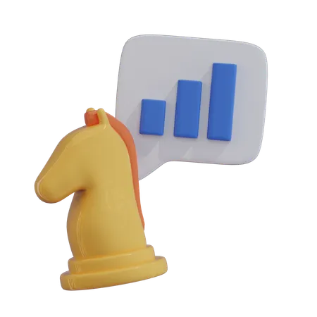 Chess Knight With Graph  3D Icon