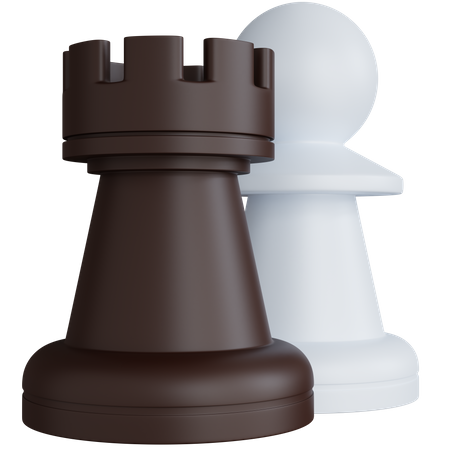 Chess Pawns And Rook 3D Icon