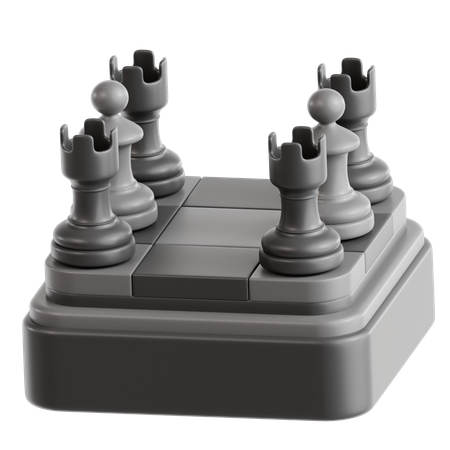 Chess Pieces On Board  3D Icon