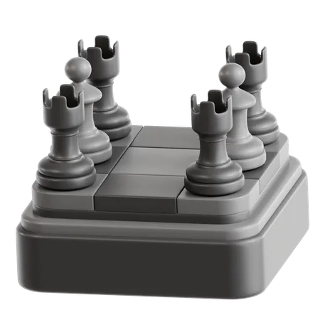 Chess Pieces On Board  3D Icon