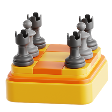 Chess Pieces On Board Gaming  3D Icon