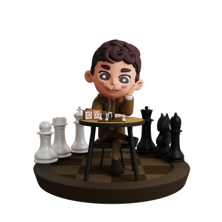 Chess Player Playing Chess  3D Icon
