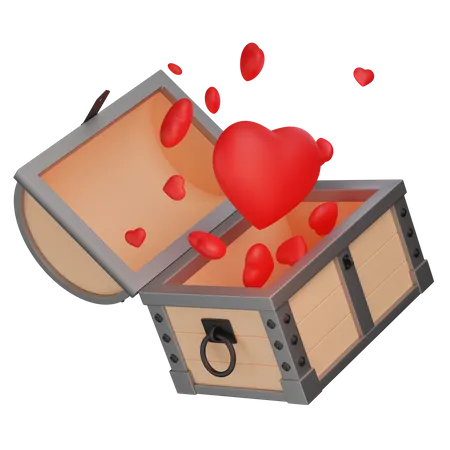 Chest with hearts  3D Icon