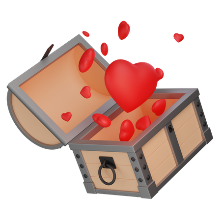 Chest with hearts 3D Illustration