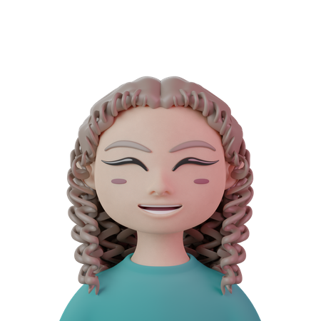 Femme cheveux longs et bouclés  3D Icon