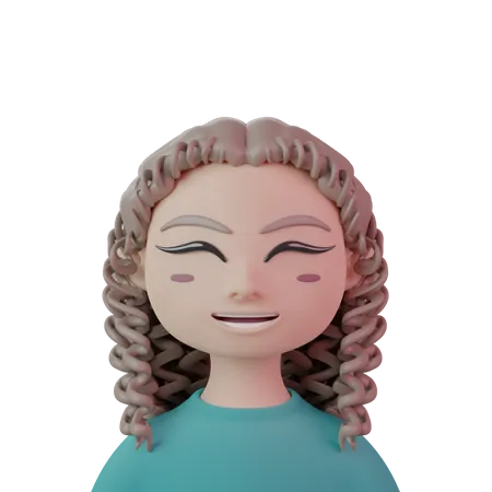 Femme cheveux longs et bouclés  3D Icon