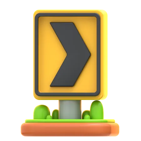 Chevron Traffic Sign  3D Icon