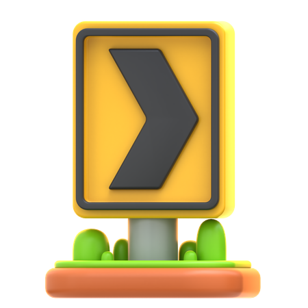 Chevron Traffic Sign  3D Icon