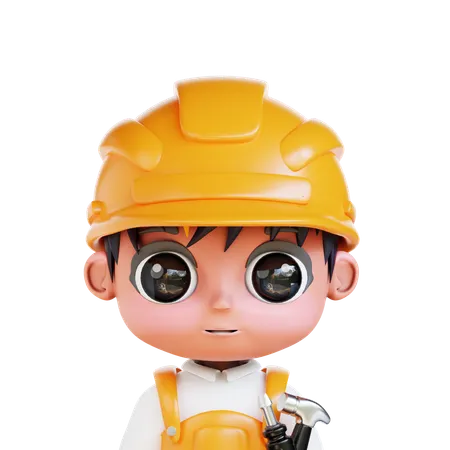 3 D Chibi Construction Worker Avatar 3D Icon