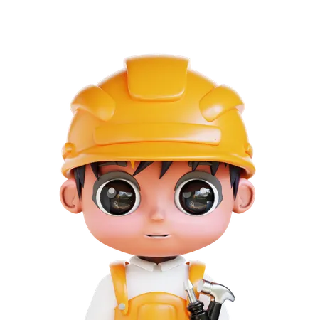 Chibi Construction Worker  3D Icon