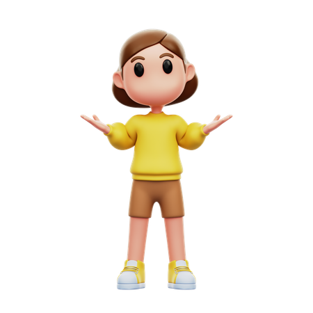 Chibi Girl Confused  3D Icon