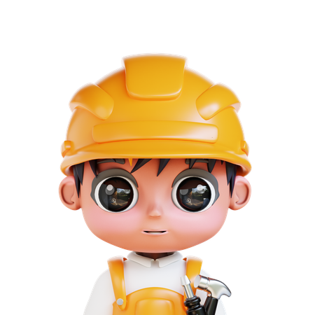 Trabalhador da construção civil de Chibi  3D Icon