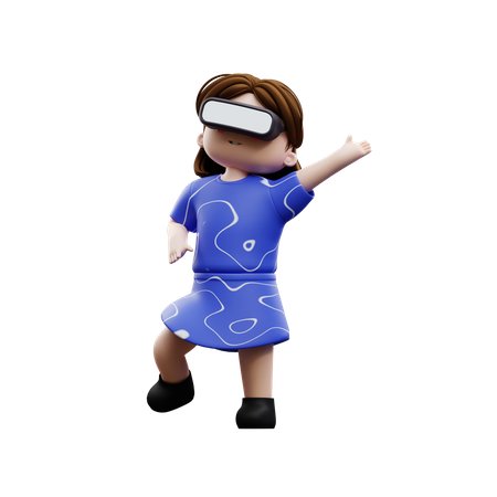 Chica bailando metaverso  3D Illustration