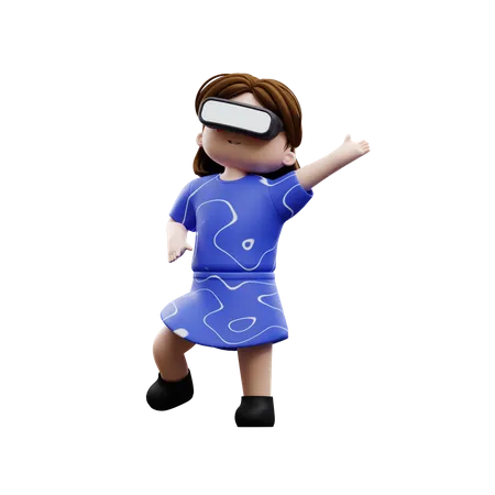 Chica bailando metaverso  3D Illustration