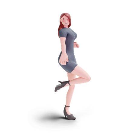 Chica guapa en vestido de fiesta dando pose  3D Illustration