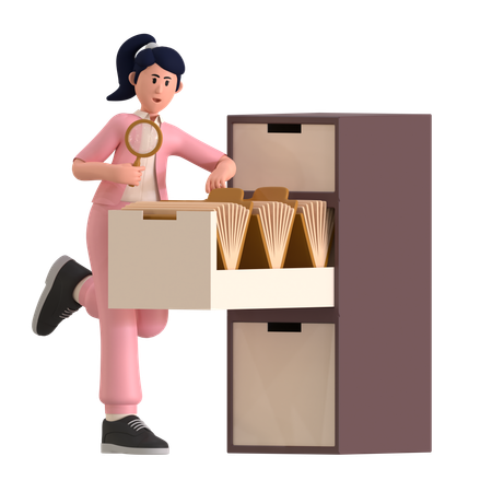Chica buscando archivo  3D Icon