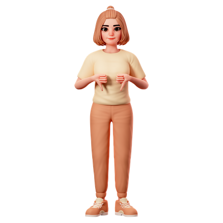 Chica casual mostrando gesto de disgusto usando ambas manos  3D Illustration