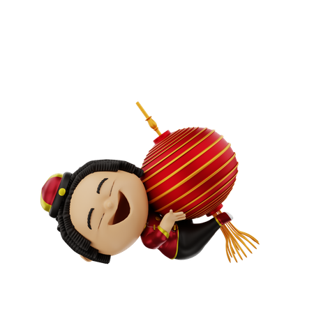 Chica colgando de la linterna  3D Icon