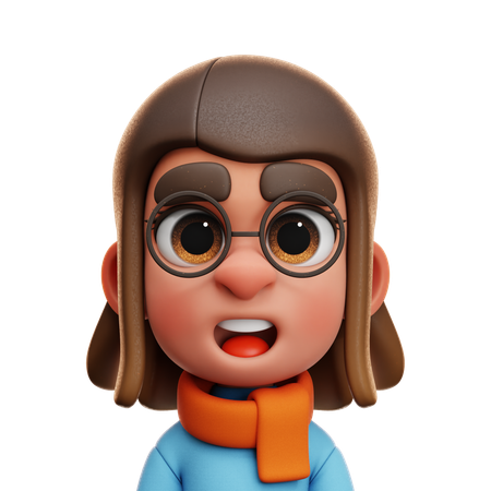 Chica con bufanda naranja  3D Icon