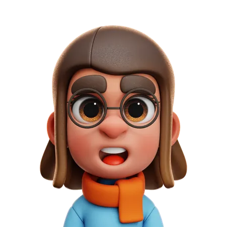 Chica con bufanda naranja  3D Icon