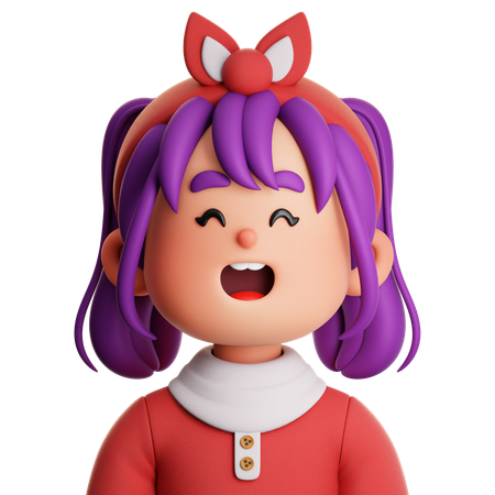 Chica con cabello morado y vestido rojo  3D Icon