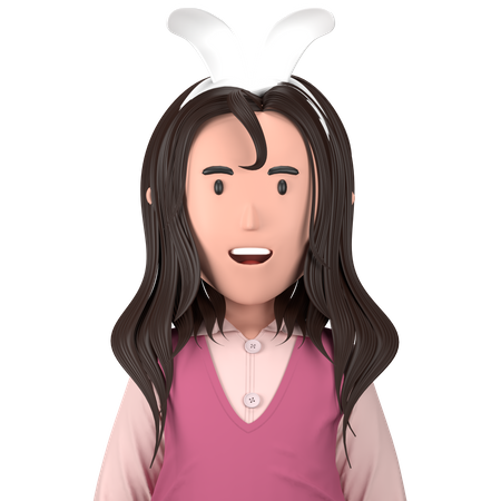 Chica con diadema  3D Icon