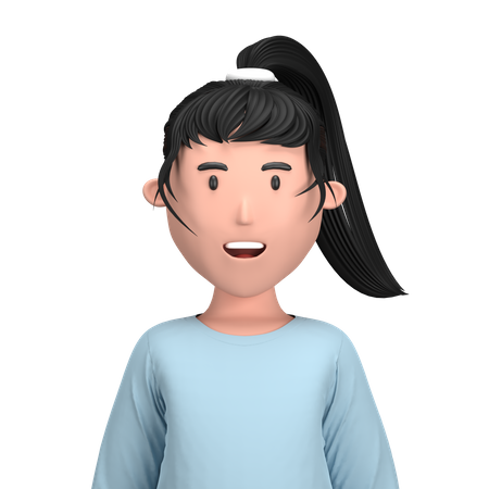 Chica con el pelo recogido  3D Icon