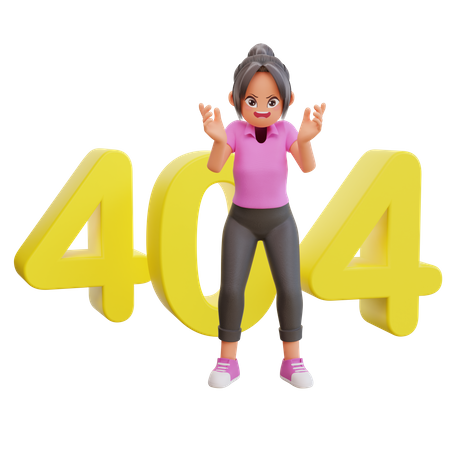 Chica con error 404  3D Illustration
